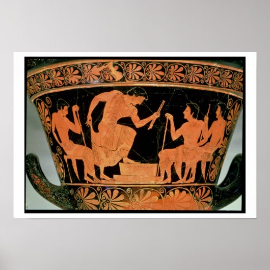 Een muzikaal Contest, detail van een Attische rode Poster (Voorkant)