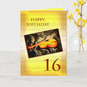 Een muzikale 16de verjaardagskaart met een viool kaart (Gele Bloem)