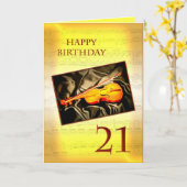 Een muzikale 21e verjaardagskaart met een viool kaart (Gele Bloem)