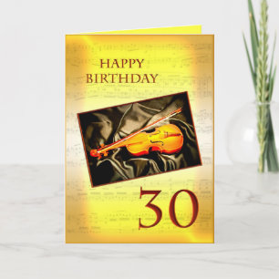 Een muzikale 30e verjaardagskaart met een viool kaart