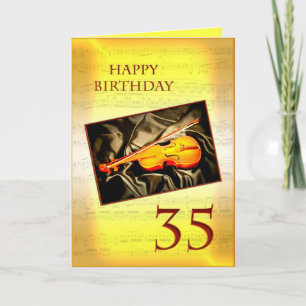Een muzikale 35e verjaardagskaart met een viool kaart