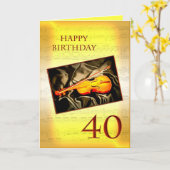 Een muzikale 40e verjaardagskaart met een viool kaart (Gele Bloem)