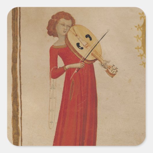 Een muzikant uit de Musica door Boethius Vierkante Sticker (Voorkant)