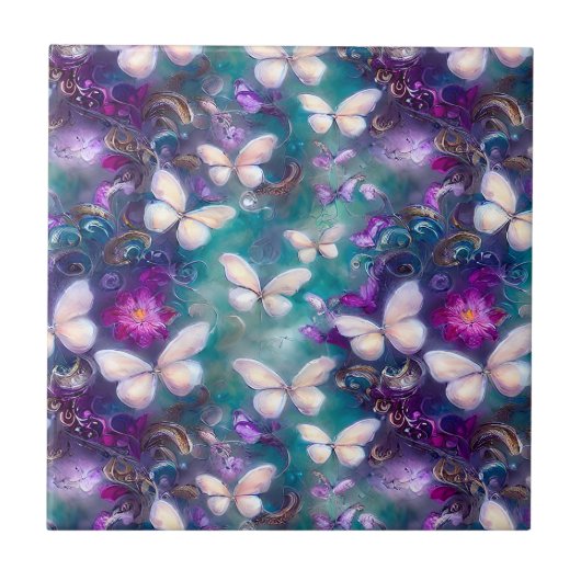 Een mysterie met een vlinderreeks, ontwerp 1 tegeltje (Voorkant)