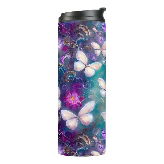 Een mysterie met een vlinderreeks, ontwerp 1 thermosbeker (Gedraaid links)