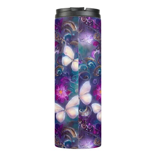 Een mysterie met een vlinderreeks, ontwerp 1 thermosbeker (Achterkant)