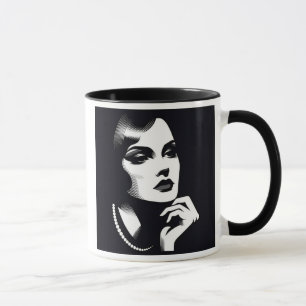 Een mysterieus portret van een elegante vrouw. mok