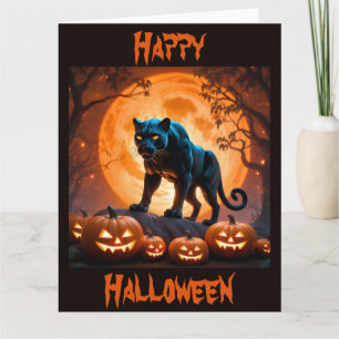 Een mysterieuze Black Panther op Halloween Night Kaart
