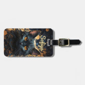 Een mysterieuze majestueuze zwarte kat glitter naa bagagelabel (Voorkant horizontaal)