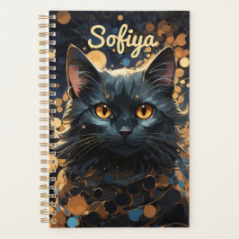 Een mysterieuze majestueuze zwarte kat glitter naa planner