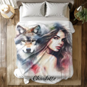 Een mystieke band tussen een Indiaan en een wolf Fleece Deken