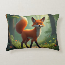Een mystieke vos dwaalt door het bos accent kussen