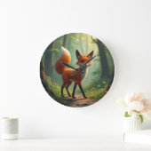 Een mystieke vos dwaalt door het bos grote klok (Huis)