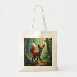 Een mystieke vos dwaalt door het bos tote bag