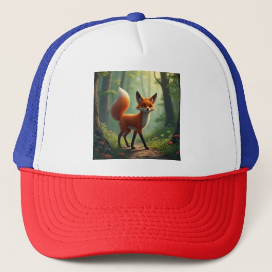 Een mystieke vos dwaalt door het bos trucker pet (Voorkant)