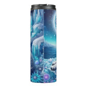 Een mystieke wolf in een winterwonderland thermosbeker (Achterkant)