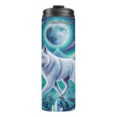 Een mystieke wolf op een bevroren meer thermosbeker (Voorkant)