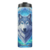 Een mystieke wolfskop onder een maan thermosbeker (Voorkant)