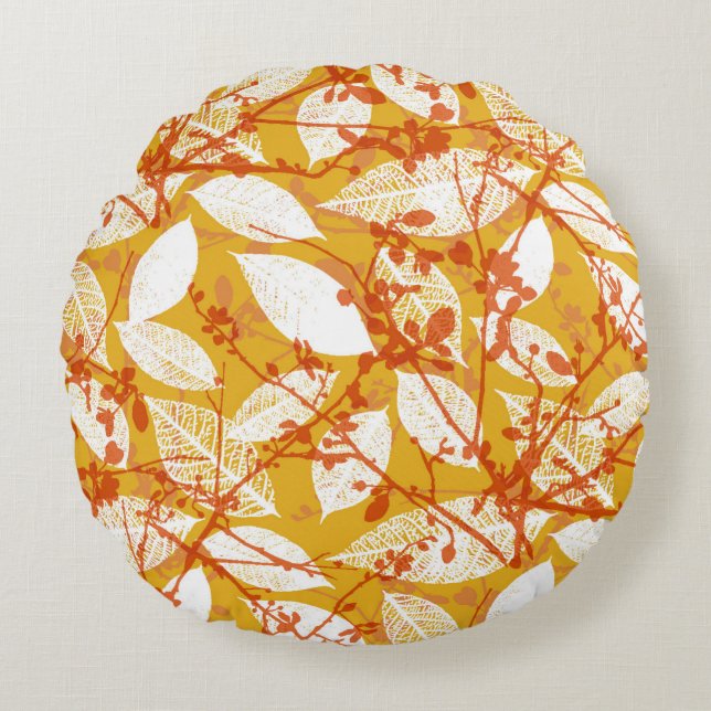 Een naadloos  achtergrondpatroon van de herfst rond kussen (Voorkant)