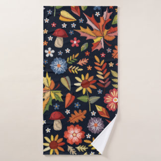 Een naadloos borduurpatroon met prachtige bloemen badhanddoek
