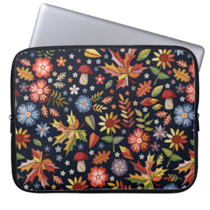 Een naadloos borduurpatroon met prachtige bloemen laptop sleeve