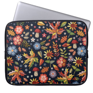 Een naadloos borduurpatroon met prachtige bloemen laptop sleeve