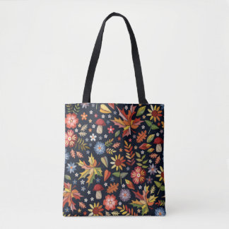 Een naadloos borduurpatroon met prachtige bloemen tote bag