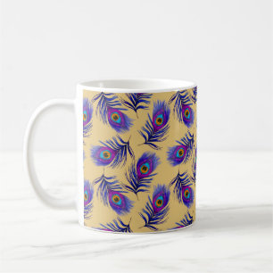 Een naadloos decoratief patroon met een mooie pauw koffiemok