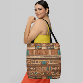 Een naadloos patroon in warme geometrische vormen tote bag