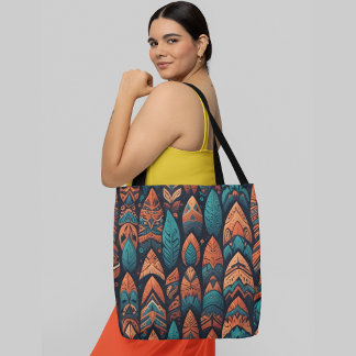 Een naadloos patroon kleurrijk abstract veerachtig tote bag