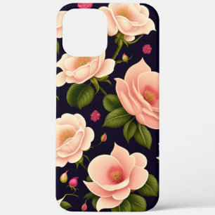 Een naadloos patroon met roze rozen op een donkere Case-Mate iPhone case