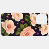 Een naadloos patroon met roze rozen op een donkere Case-Mate iPhone case (Achterkant (horizontaal))