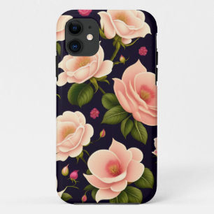 Een naadloos patroon met roze rozen op een donkere Case-Mate iPhone case