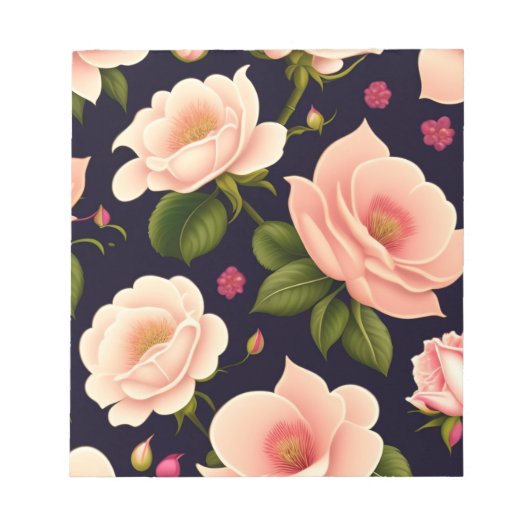Een naadloos patroon met roze rozen op een donkere notitieblok (Voorkant)