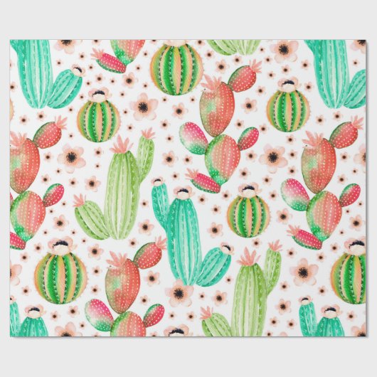 Een naadloos patroon met sachels. Waterverf cactu Cadeaupapier (Vlak)