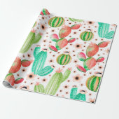 Een naadloos patroon met sachels. Waterverf cactu Cadeaupapier (Uitgerold)