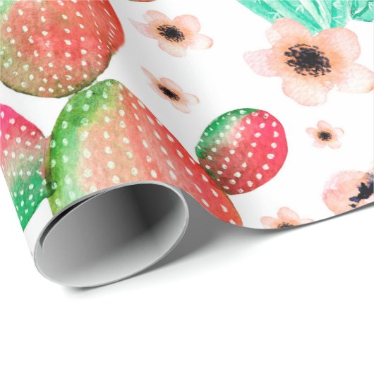 Een naadloos patroon met sachels. Waterverf cactu Cadeaupapier (Rol Hoek)