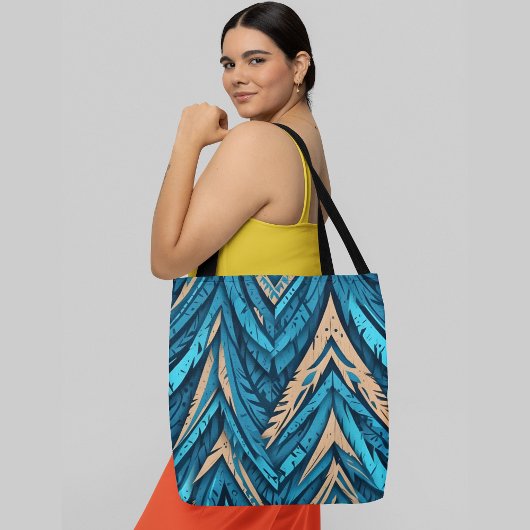 Een naadloos patroon van abstract blauw en sinaasa tote bag