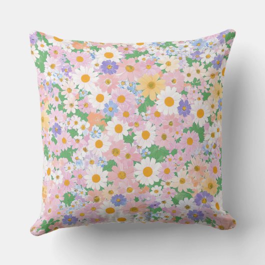 Een naadloos patroon van kleine pastelbloemen kussen (Achterkant)