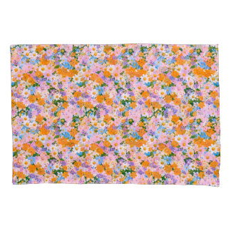 Een naadloos patroon van kleurrijke bloemen kussensloop