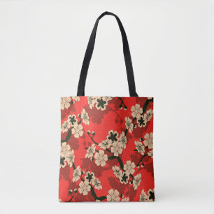 een naadloze tegel in Japanse stijl met een kersen Tote Bag