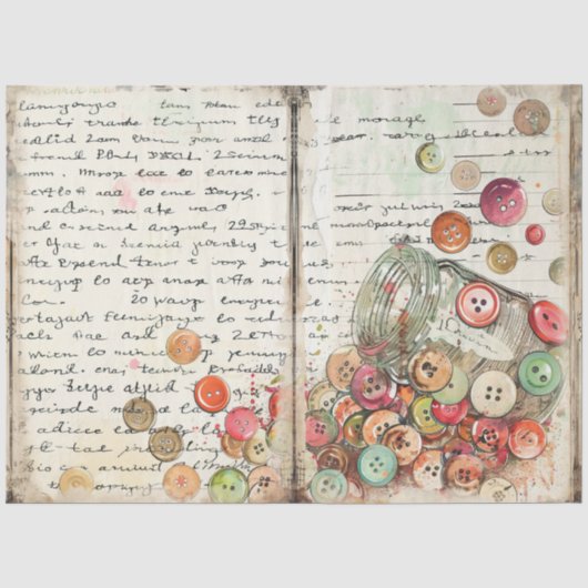 Een naai- Junk Journal-serie ontwerp #14 Tissuepapier (Voorkant)