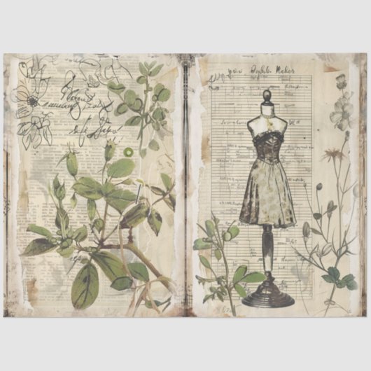 Een naaien Junk Journal Series Design #11 Tissuepapier (Voorkant)