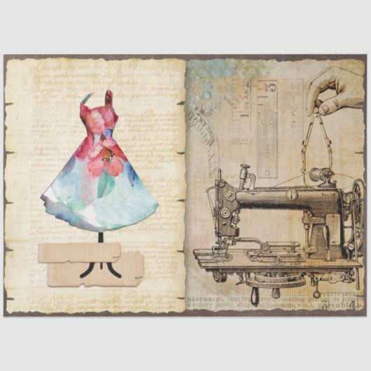 Een naaien Junk Journal Series Design #18 Tissuepapier (Voorkant)