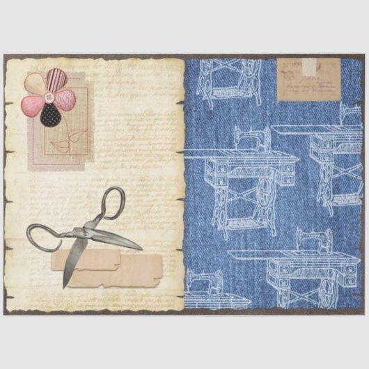 Een naaien Junk Journal Series Design #19 Tissuepapier (Voorkant)