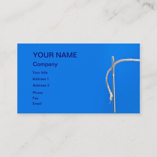 Een naaldarbeiderskaart met naald en draad visitekaartje (Voorkant)