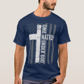 ÉÉN NAAM ONDER GOD Patriotic Christelijk USA T-shirt (Voorkant)