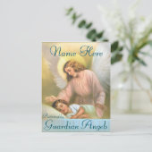 Een naam toevoegen | Guardian Angel met Child Briefkaart (Staand voorkant)