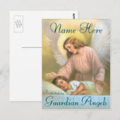 Een naam toevoegen | Guardian Angel met Child Briefkaart (Voorkant / Achterkant)