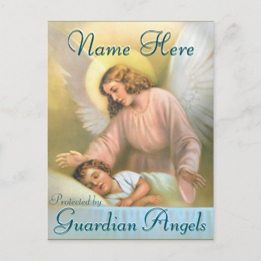 Een naam toevoegen | Guardian Angel met Child Briefkaart (Voorkant)